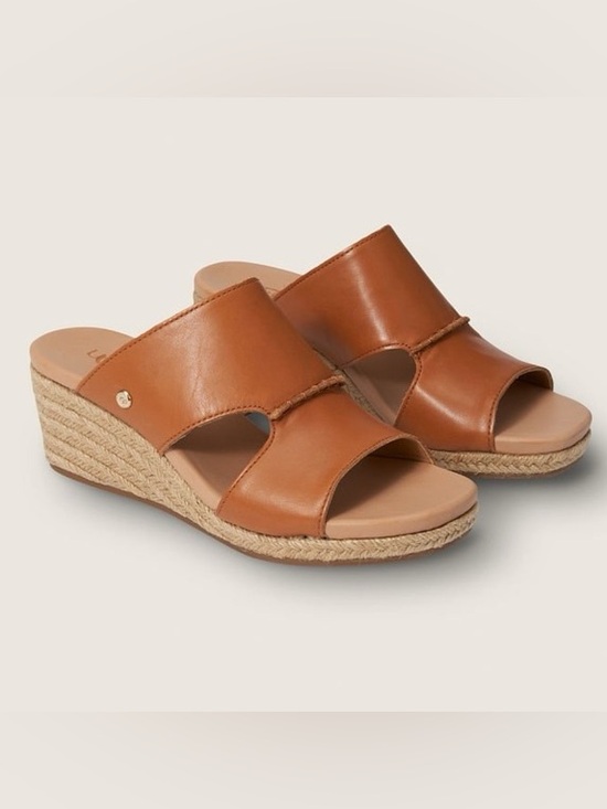 UGG Shoes - UGG Eirene Leather Espadrille Wedge Sandals